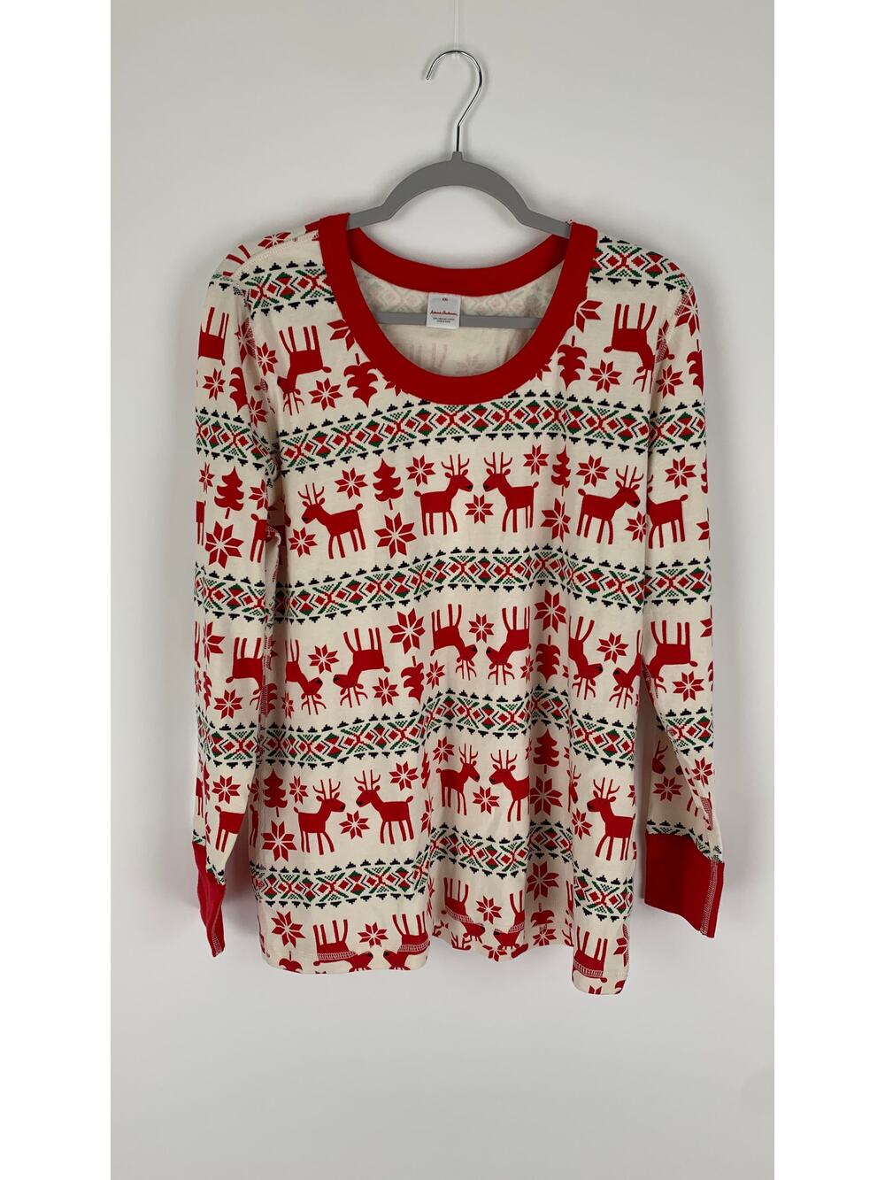 Hanna Andersson Womens Long John Pajama Top Plus Size XXL Christmas Reindeer Red